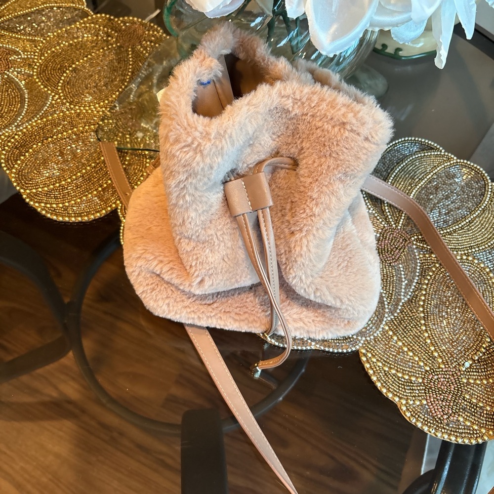Source Unknown Tan Furry Crossbody Bag